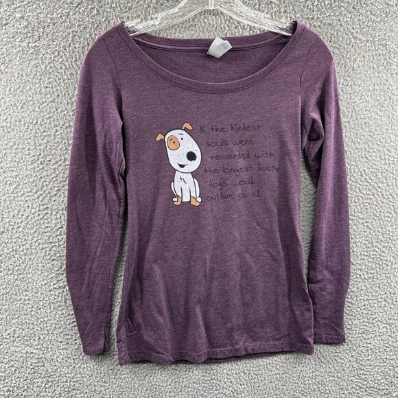 Next Level Womens‎ Top Small Purple Long Sleeve Pullover Dog Kindest Soul - Picture 1 of 9